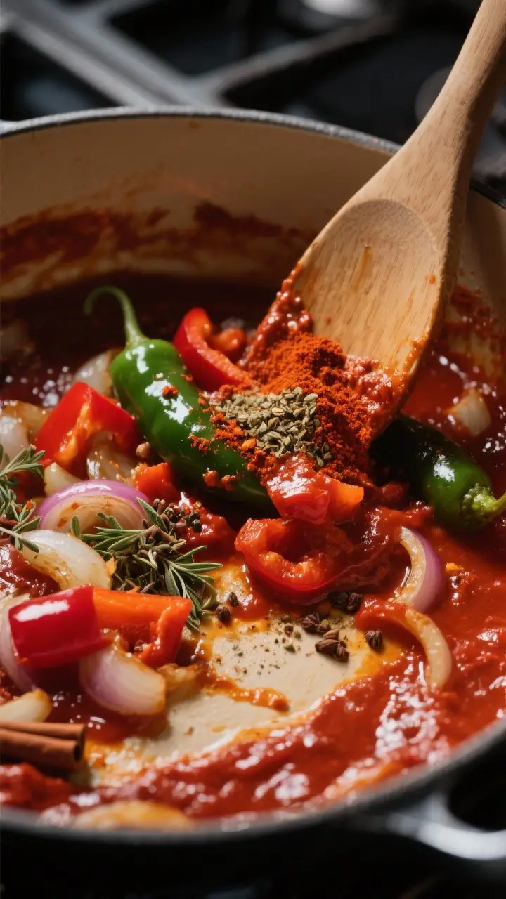 Process action focus: Blooming spices moment captured in the pot just after sautéing aromatics—co