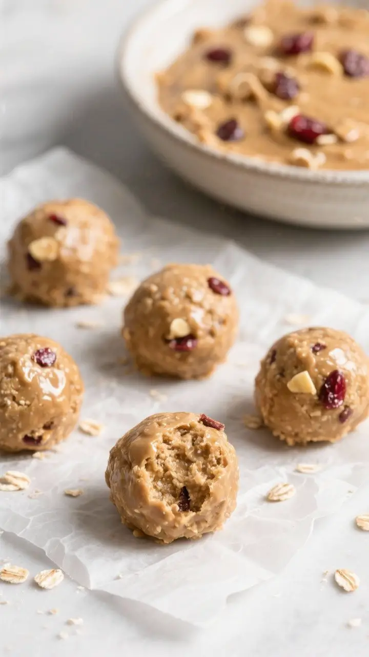 5-inch balls after a short chill, captured mid-process on a parchment-lined sheet; foreground bite p
