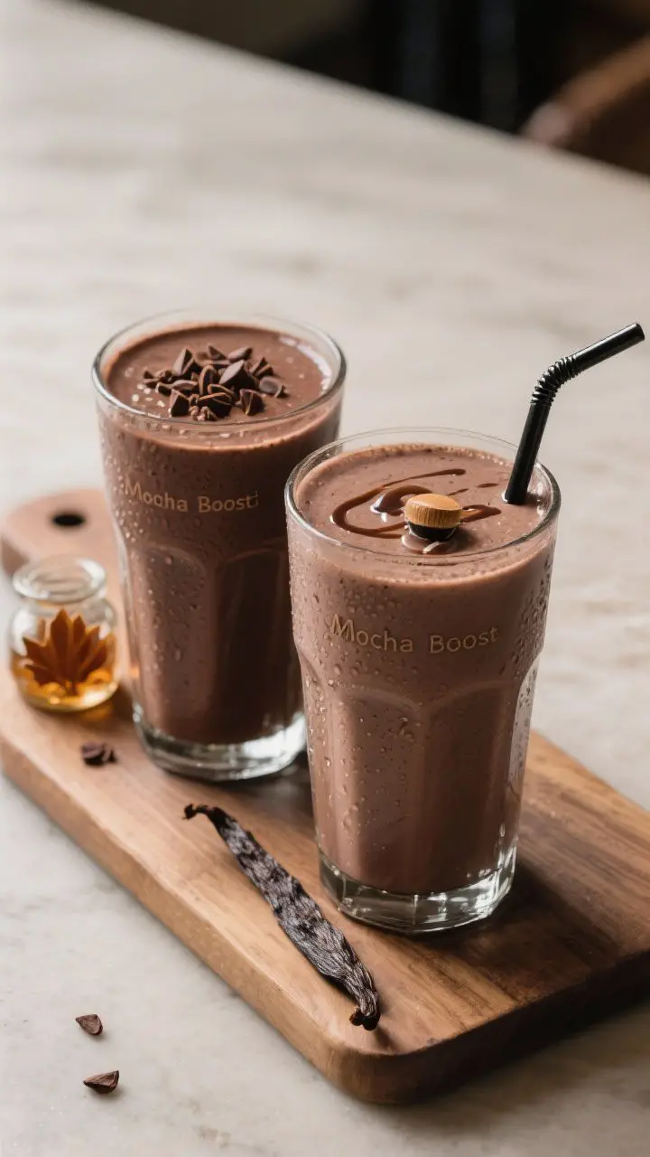 Final presentation hero: Restaurant-quality presentation of the smoothie styled two ways—one class