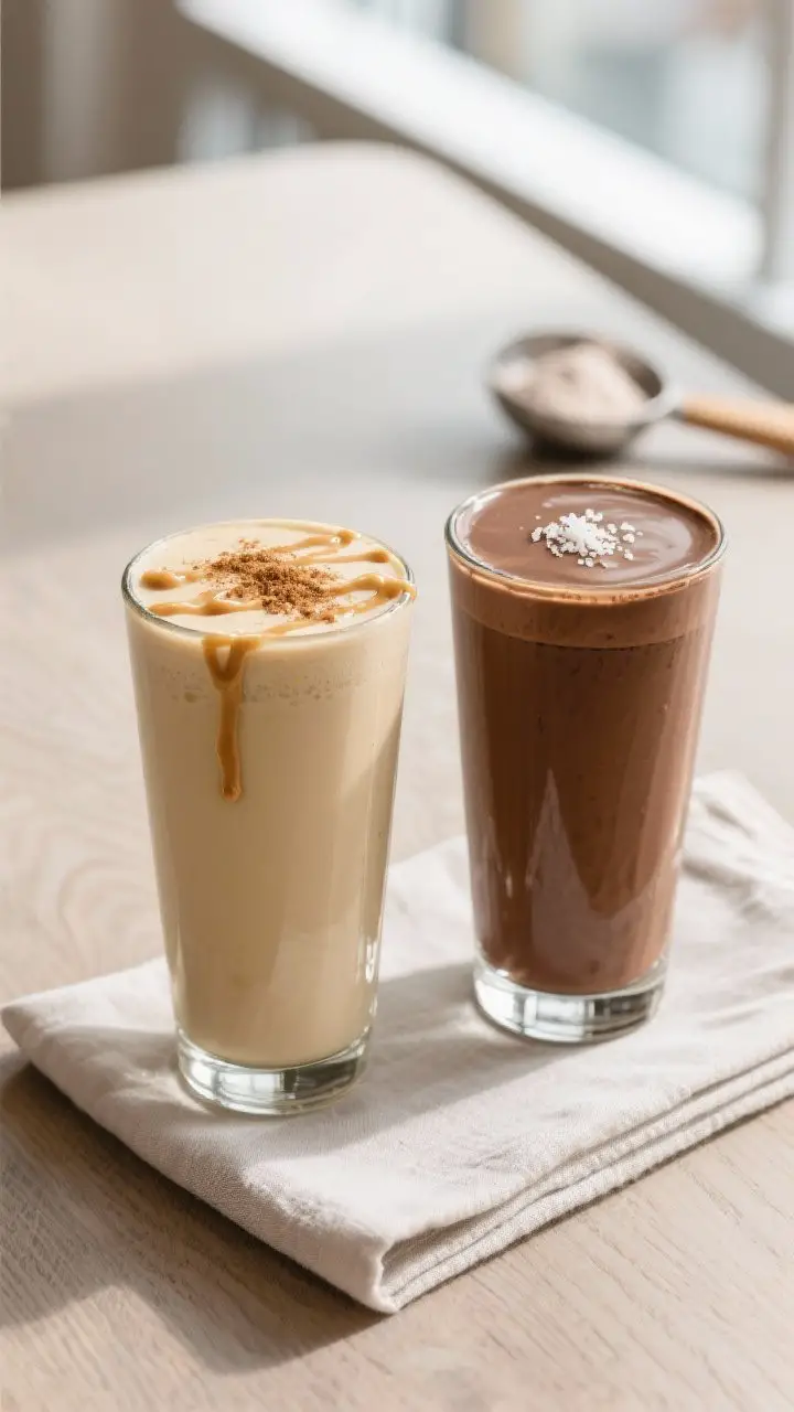 Final presentation: Restaurant-quality scene with two variations side-by-side—classic vanilla vers