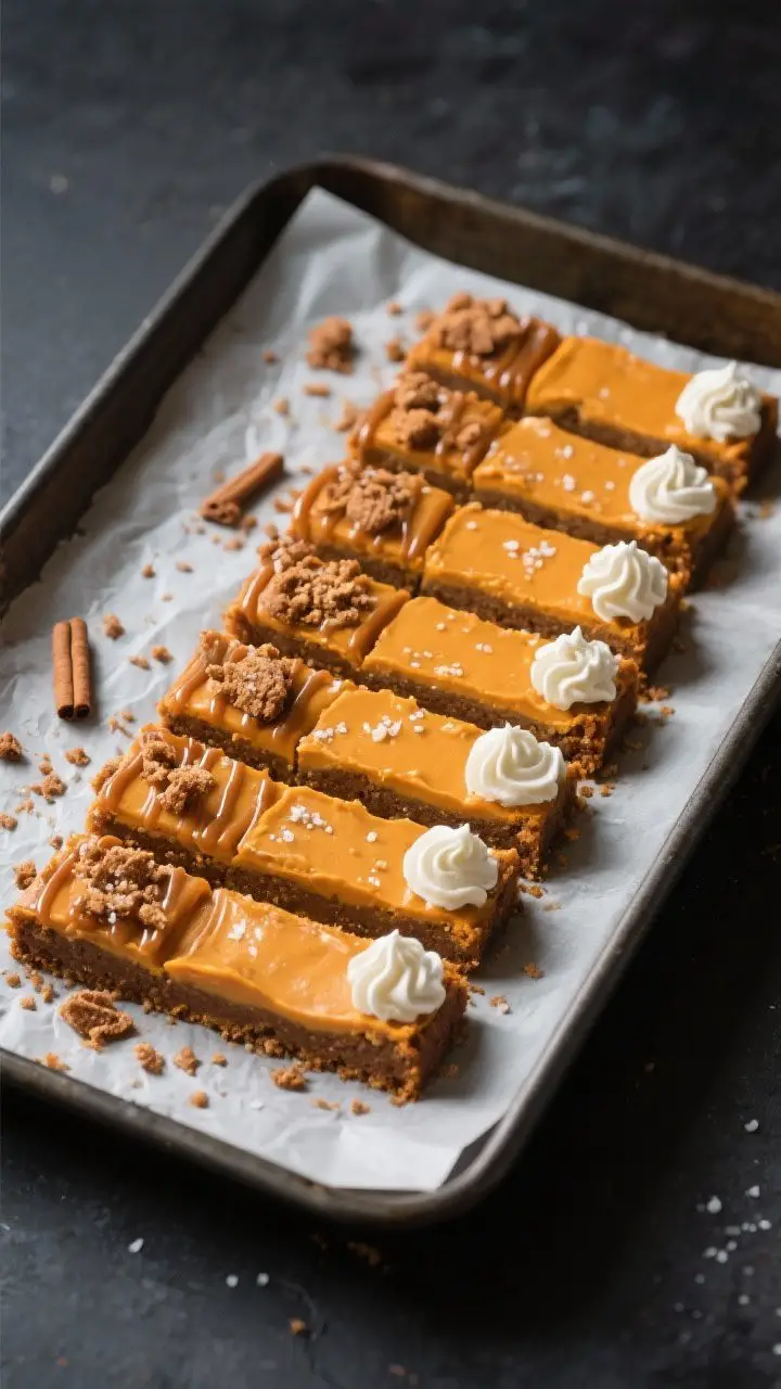 Overhead tasty top view: The slab lifted from the pan onto parchment and sliced into 16 ultra-clean