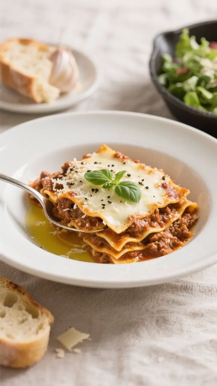 Final plated bowl – cozy weeknight serve: Overhead, restaurant-quality presentation of a generous 