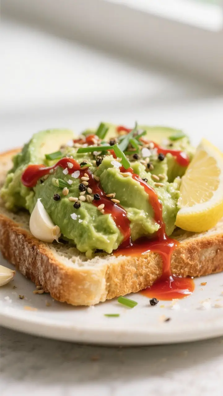 Close-up detail shot: Thick-cut sourdough toast freshly rubbed with garlic and topped with chunky ma