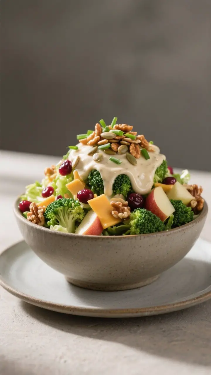 Final dish presentation: Restaurant-quality plating of the salad as a hearty lunch bowl, carefully m