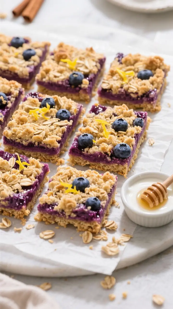 Overhead “tasty top view” of the finished bars sliced into 9 neat squares on parchment: even lay