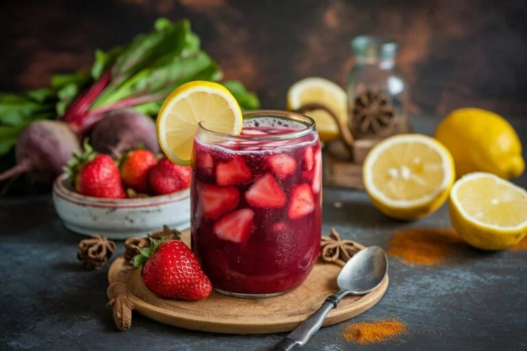 Spiced Berry Splash: Strawberry, Beet, and Lemon Juice