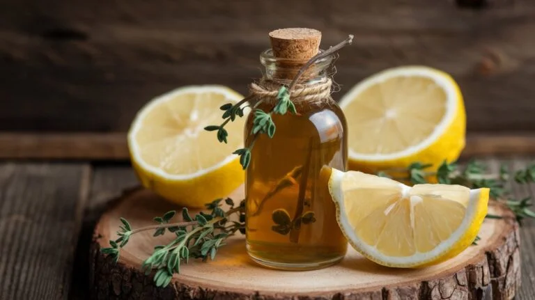 Homemade Cough Syrup with Honey, Thyme, and Lemon