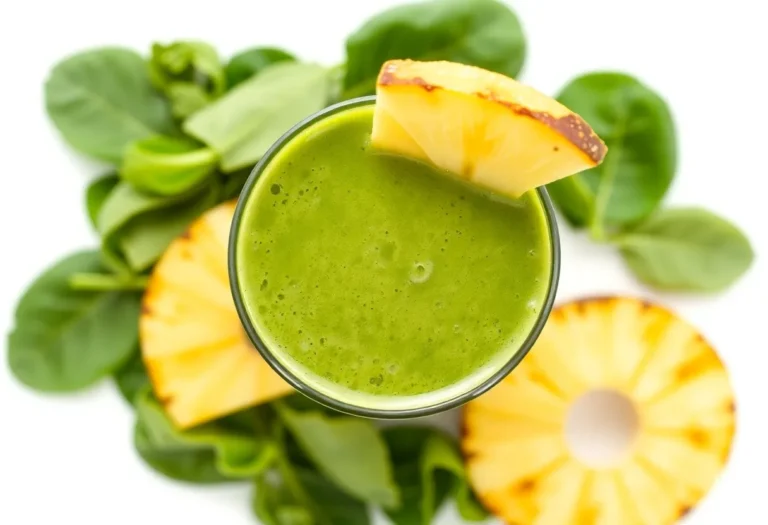 Green Detox Smoothie with Spinach and Pineapple