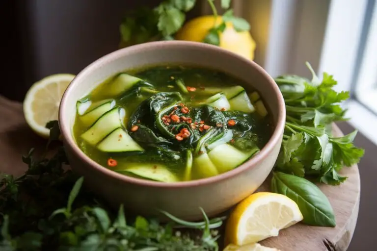 Spicy Green Detox Broth with Spinach, Zucchini & Cilantro