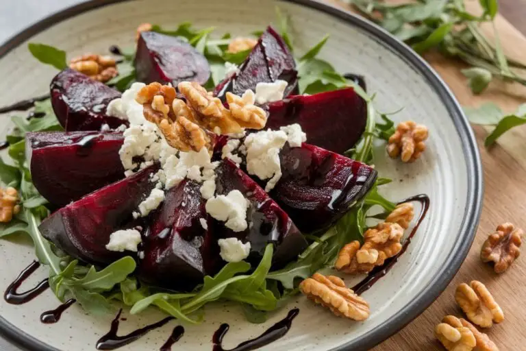 How to Make Beet Goat Cheese Arugula Walnut Balsamic Salad