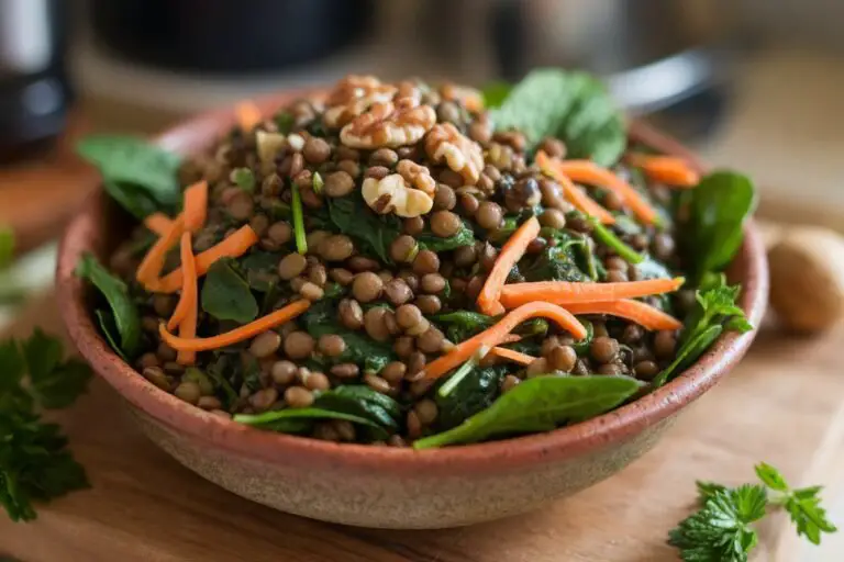 How to Make Lentil Spinach Carrot Walnut Warm Salad