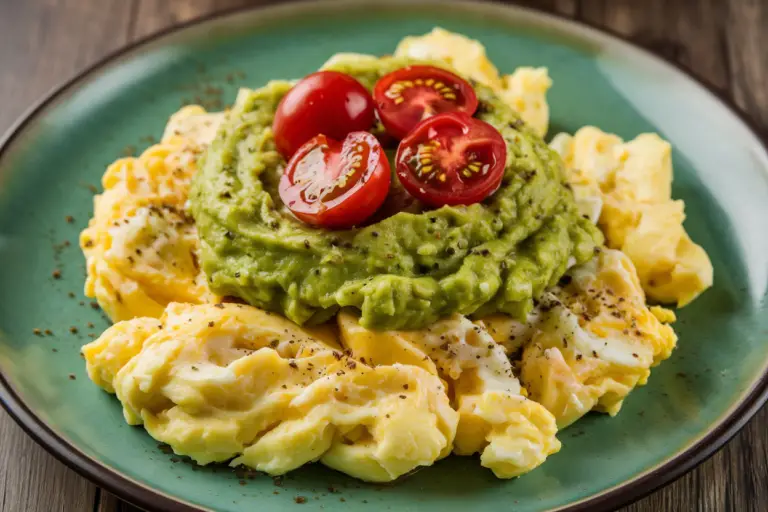 Scrambled Eggs with Guacamole and Cherry Tomatoes: The Breakfast Upgrade You Didn’t Know You Needed