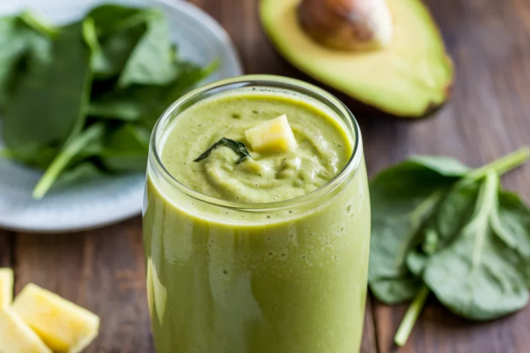 Creamy Avocado, Pineapple & Spinach Green Smoothie