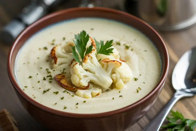 Roasted Garlic Cauliflower Soup That Tastes Like a Luxury Spa Day in a Bowl