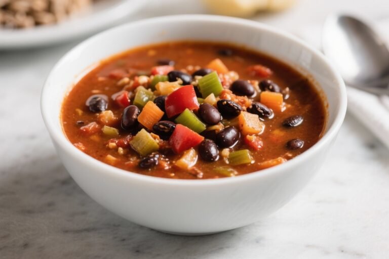 Spicy Black Bean & Vegetable Chili Soup (High-Fiber) – Hearty, Bright, and Satisfying