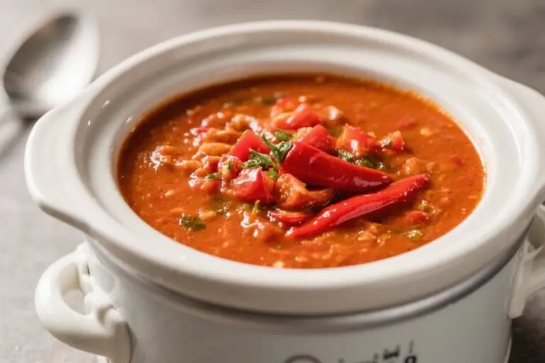 Roasted Red Pepper Tomato Crockpot Soup – Cozy, Creamy, and Simple