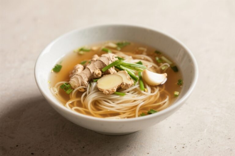Asian-Inspired Ginger-Garlic Broth With Noodles (Low Calorie) – Light, Comforting, And Flavor-Packed