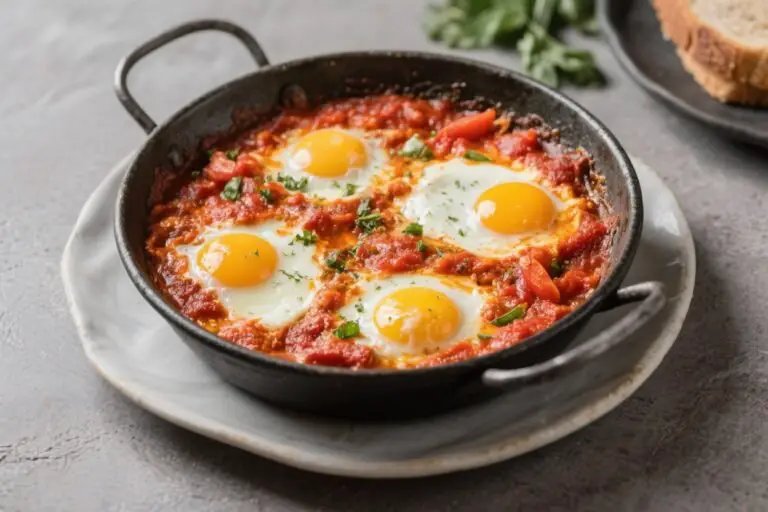 Shakshuka With Poached Eggs in Tomato Sauce – A Cozy, Flavor-Packed Skillet Meal