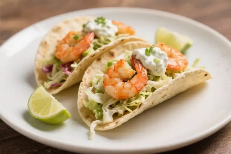 Shrimp Tacos With Cabbage Slaw & Lime Crema – Fresh, Bright, and Weeknight-Friendly