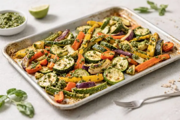 Vegan Pesto Veggie Sheet Pan Dinner – Easy, Fresh, and Weeknight-Friendly