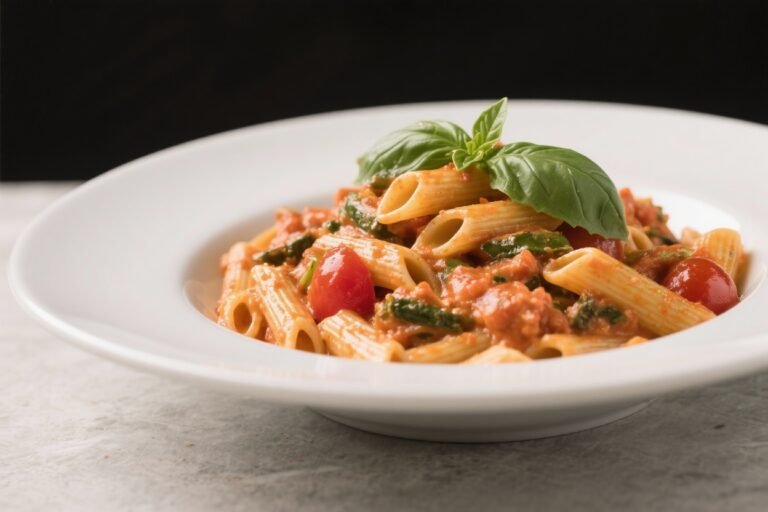 Vegetarian Creamy Tomato Basil Penne – Comforting, Simple, and Full of Flavor