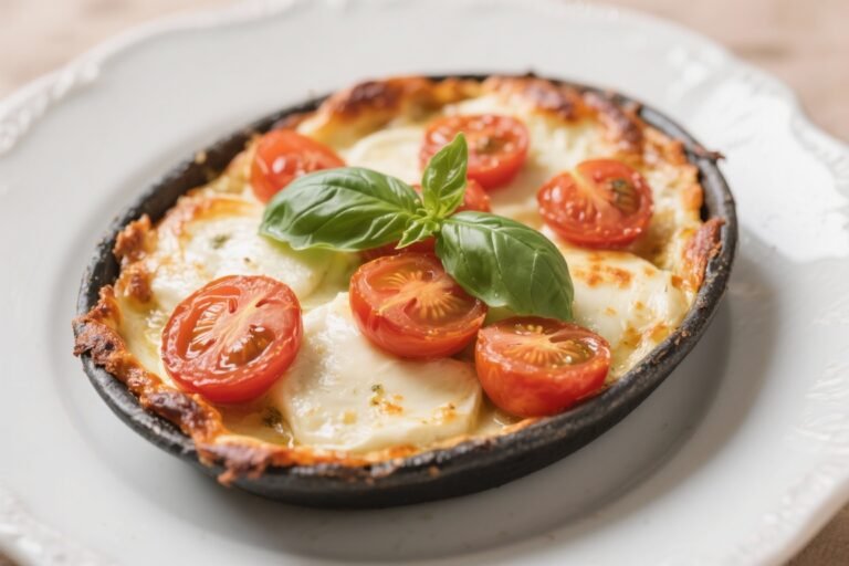 Baked Mozzarella With Tomatoes and Fresh Basil – A Warm, Melty Classic