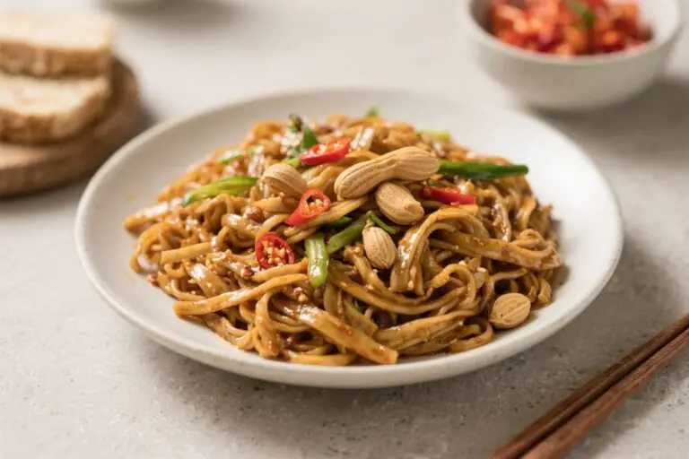 Spicy Vegan Peanut Noodle Dinner – Bold, Creamy, and Weeknight-Friendly