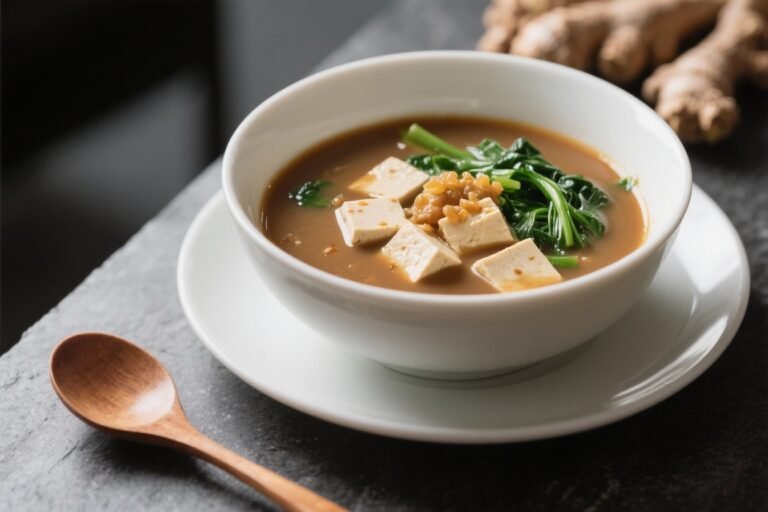 Miso Ginger Soup With Tofu and Greens – Comforting, Light, and Flavor-Packed