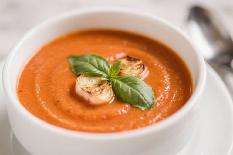 Creamy Tomato Basil Soup With Roasted Garlic – Cozy, Flavorful, and Comforting