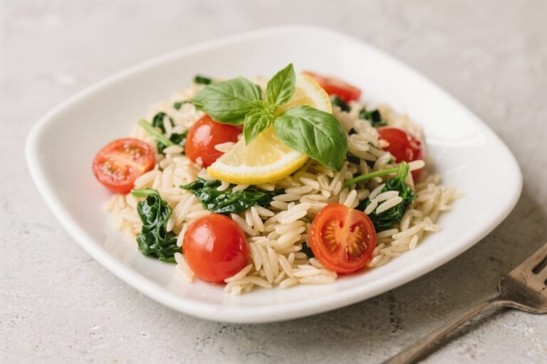 Lemon Basil Orzo With Cherry Tomatoes & Spinach – Bright, Fresh, and Weeknight-Friendly