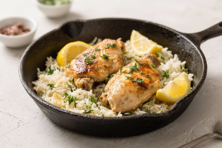 One-Pan Greek Chicken With Lemon Rice & Herbs – Bright, Comforting, and Easy
