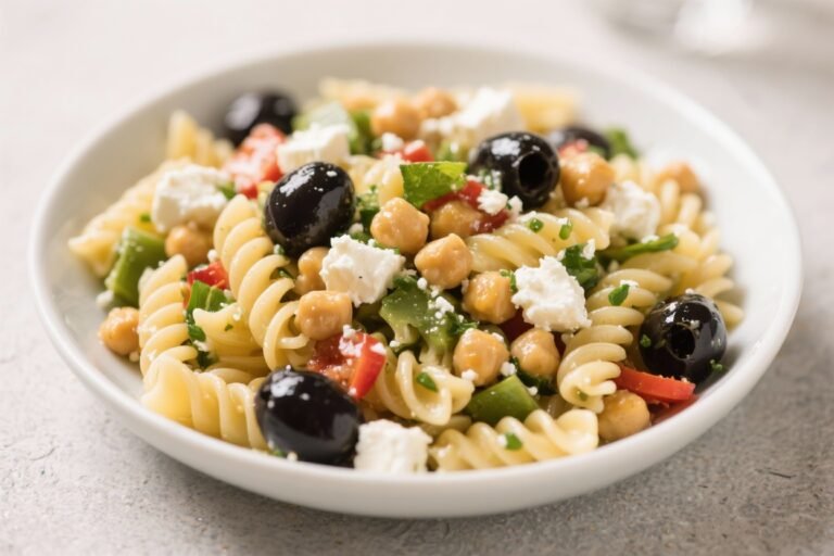 Mediterranean Chickpea Pasta Salad With Feta & Olives – Fresh, Bright, and Satisfying