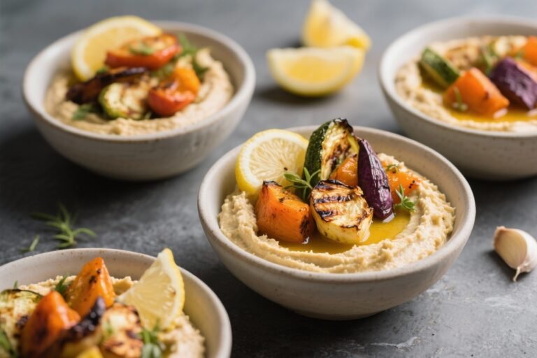 Lemon Garlic Hummus Bowls With Roasted Veggies – Bright, Creamy, and Satisfying
