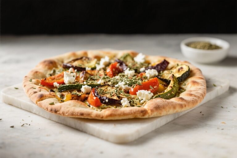 Roasted Vegetable & Feta Flatbread With Za’atar – A Bright, Flavor-Packed Weeknight Meal